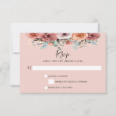 Etherische Blush Peach & Blue Mint Floral RSVP (Voorkant)