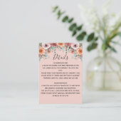 Etherische Blush Perzik Bloemen Bruiloft invoegen, Informatiekaartje (Staand voorkant)