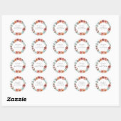 Etherische Blush Perzik Bloemen Bruiloft Ronde Sticker (Vel)