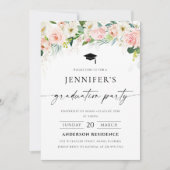 Etherische Blush Pink Roses Afstuderen Invitation Kaart (Voorkant)
