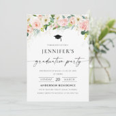 Etherische Blush Pink Roses Afstuderen Invitation Kaart (Staand voorkant)