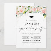Etherische Blush Pink Roses Afstuderen Invitation Kaart (Voorkant / Achterkant)