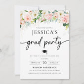 Etherische Blush Pink Roses Afstuderen Invitation Kaart (Voorkant)