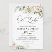 Etherische Blush Pink Roses Baby shower Invitation Kaart (Voorkant)