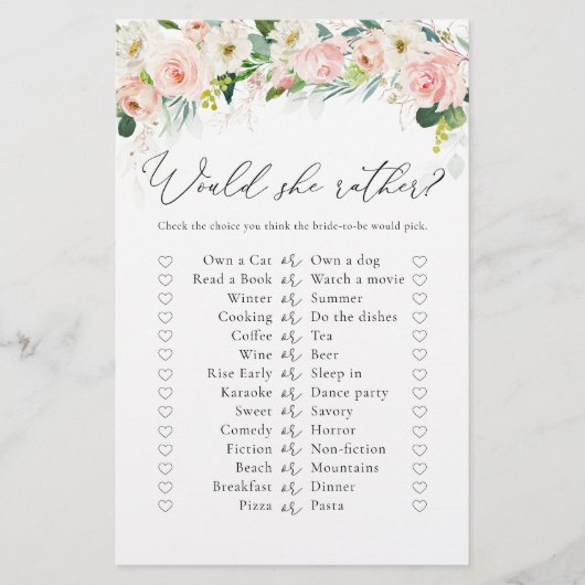 Etherische Blush Pink Roses Vrijgezellenfeest spel (Voorkant)