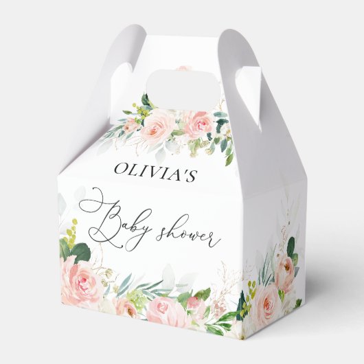 Etherische Blush Roze Rozen Baby shower Favor Box Bedankdoosjes (Voorkant Zijde)