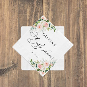 Etherische Blush Roze Rozen Baby shower Papier Servet