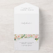 Etherische Blush Roze Rozen Bruiloft All In One Uitnodiging (Buitenkant)