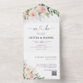 Etherische Blush Roze Rozen Bruiloft All In One Uitnodiging (Binnen)