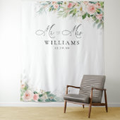 Etherische Blush Roze Rozen Bruiloft Backdrops Wandkleed (In situ)