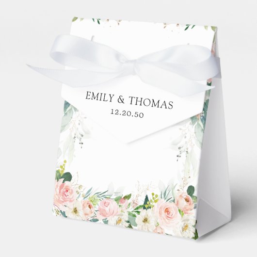 Etherische Blush Roze Rozen Bruiloft Favor Box Bedankdoosjes (Voorkant Zijde)