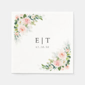 Etherische Blush Roze Rozen Bruiloft Papier Servet (Voorkant)