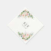 Etherische Blush Roze Rozen Bruiloft Papier Servet (Hoek)