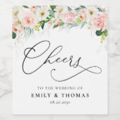 Etherische Blush Roze Rozen Bruiloft Wijn Label Wijn Etiket (Enkel label)