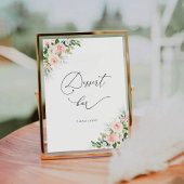 Etherische Blush Roze Rozen Dessert Bar Teken Reclamebord Met Voetstuk