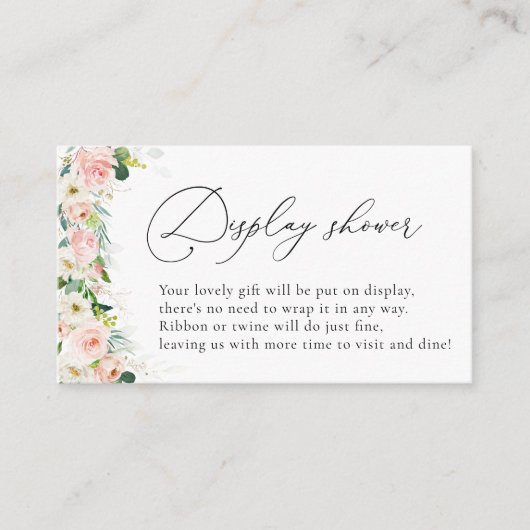 Etherische Blush Roze Rozen Display Douche Informatiekaartje (Voorkant)