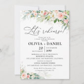 Etherische Blush Roze Rozen repetitie diner Kaart (Voorkant)