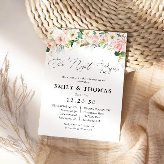 Etherische Blush Roze Rozen repetitie diner Kaart
