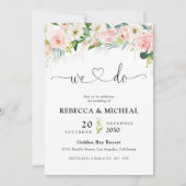 Etherische Blush Roze Rozen Trouwceremonie Kaart (Voorkant)