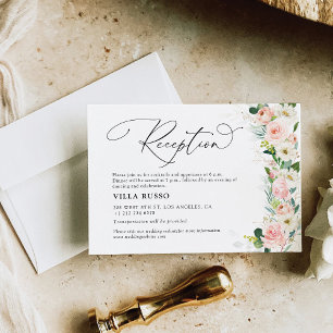 Etherische Blush Roze Rozen Trouwreceptie Informatiekaartje