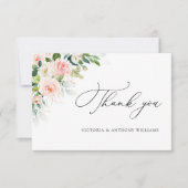 Etherische Blush Roze Rozen Vrijgezellenfeest plat Bedankkaart (Voorkant)