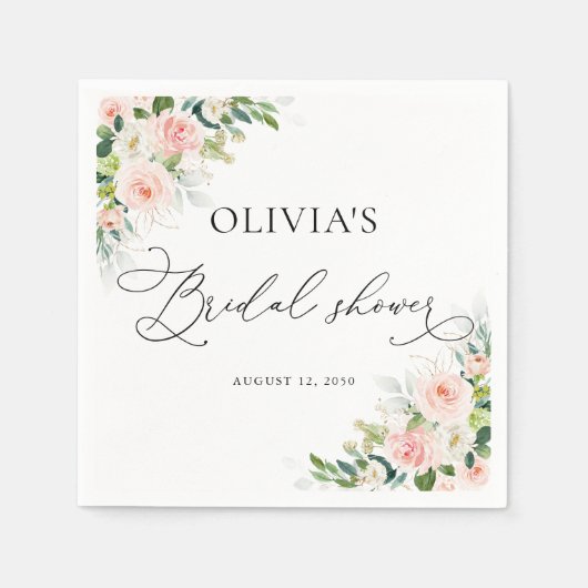 Etherische Blush Roze Rozen Vrijgezellenfeest serv Servet (Voorkant)