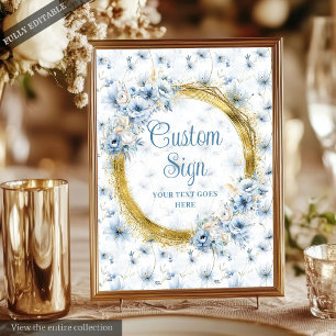 ETHERISCHE Boheemse Pastel Blauw Goud Trouwbord Poster