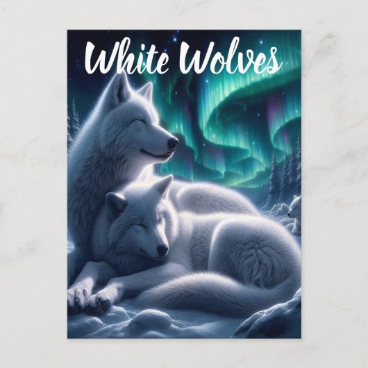 Etherische Bond Witte Wolven Rust Briefkaart (Voorkant)