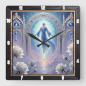 Etherische boog witte rozen ingelijst vierkante klok (Voorkant)