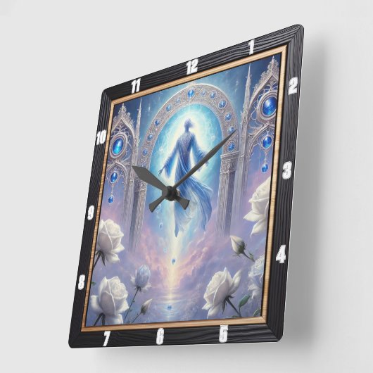 Etherische boog witte rozen ingelijst vierkante klok (Hoek)