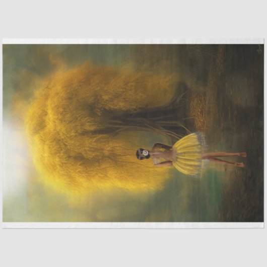 Etherische boom, Ballerina staand, Levendig geel Tissuepapier (Voorkant)