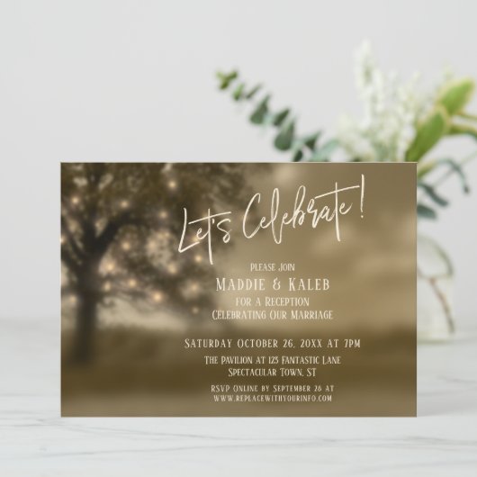 Etherische Boom met Lichtjes Laten we het Ontvangs Kaart (Staand voorkant)