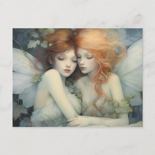 Etherische bosrijke feeën slapen briefkaart (Voorkant)