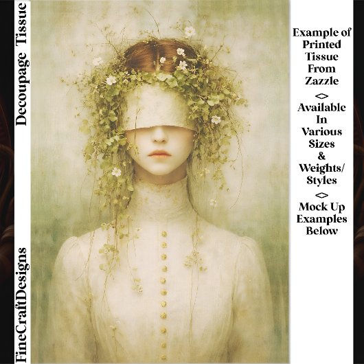 Etherische Botanische Blinddoek Vrouw FH5 Découpag Tissuepapier