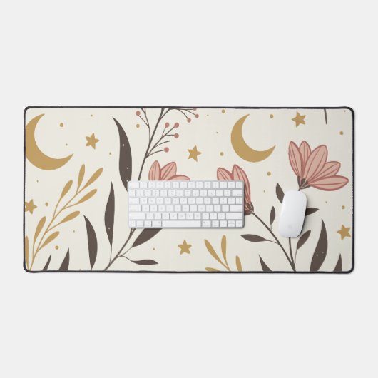 ETHERISCHE botanische maanverlichte patroon - Bloe Bureaumat (Keyboard & Muis)