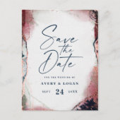 Etherische Bourgogne & Navy Bruiloft Save The Date Aankondigingskaart (Voorkant)