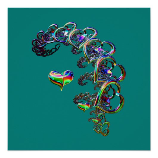 ETHERISCHE CASCADE VAN HARTEN Glanzend Poster (Voorkant)