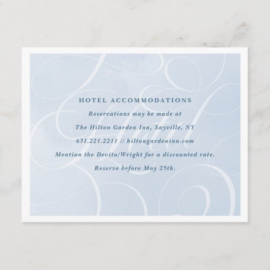 Etherische Cloud Blue Sky Script Waterverf Hotel Informatiekaartje (Voorkant)