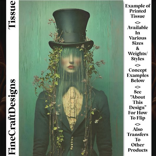 Etherische dame in sluier, ogen verduisterd CR9 de Tissuepapier