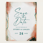 Etherische donker Blauwgroen & koperval bruiloft p Planner (Voorkant)