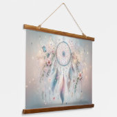 ETHERISCHE Dreamcatcher met veren en bloemen Hangend Wandkleed (Gebogen)