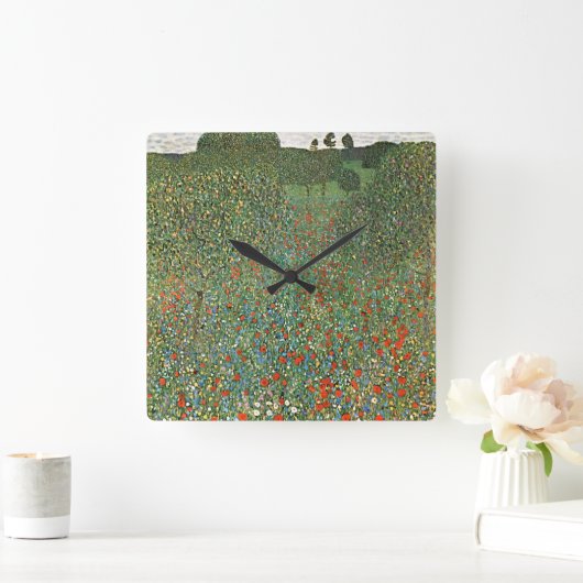 Etherische dromen: Gustav Klimt's Mohnfeld Vierkante Klok (Huis)