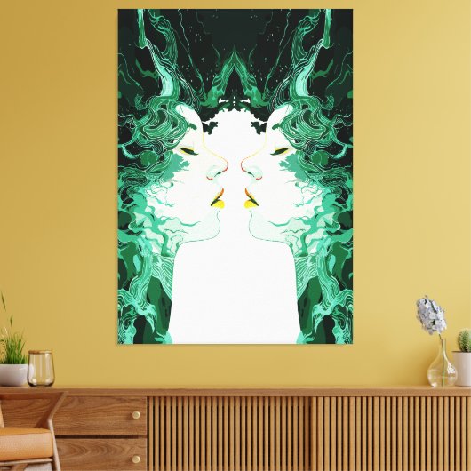 Etherische dualiteit – Surrealistische spiegelrefl Canvas Afdruk (Insitu (Woonkamer))