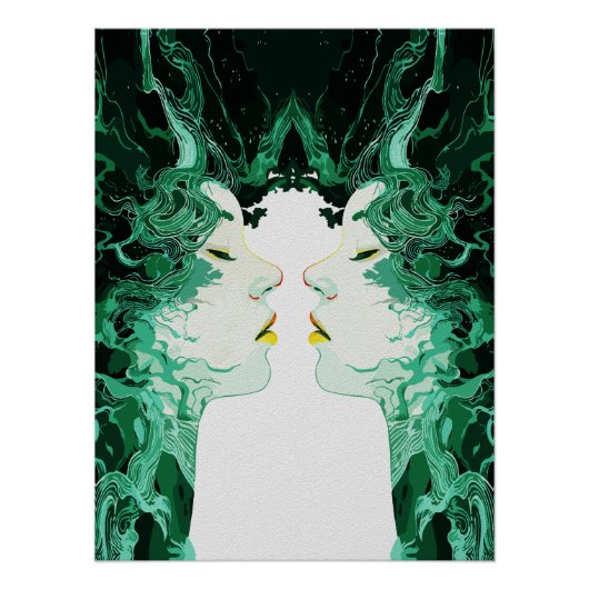 Etherische dualiteit – Surrealistische spiegelrefl Perfect Poster (Voorkant)