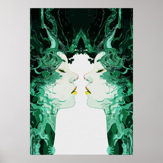 Etherische dualiteit – Surrealistische spiegelrefl Poster (Voorkant)