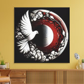 ETHERISCHE DUIF PLANEET – Noir Ink en Rode Mandala Canvas Afdruk (Insitu (Woonkamer))