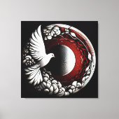 ETHERISCHE DUIF PLANEET – Noir Ink en Rode Mandala Canvas Afdruk (Voorkant)