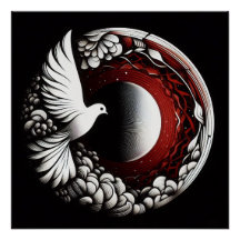ETHERISCHE DUIF PLANEET – Noir Ink en Rode Mandala