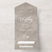 Etherische Elegantie Beige Boho Waterverf Bruiloft All In One Uitnodiging (Binnen)