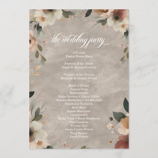 Etherische Elegantie Beige Ecru Trouwceremonie Programmakaart (Achterkant)